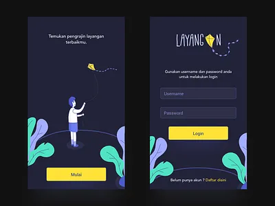 Layangan App adobexd dailyui dark doodle dribbble illustration iphonex pinterest sketchapp ui uiux ux
