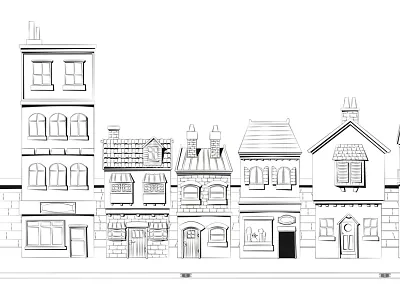 Street background design buildings concept art houses illustration vector visual design