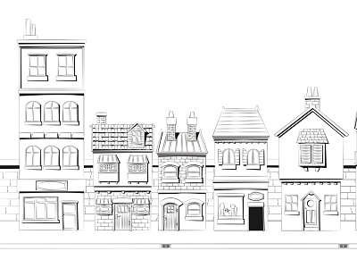 Street background design buildings concept art houses illustration vector visual design