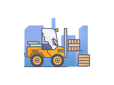Forklift airport box contruction machine delivery dock flat design fork lifts forklift machine port transportation