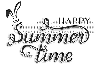 Summertime in black black bunny font grunge happy summertime lettering type white