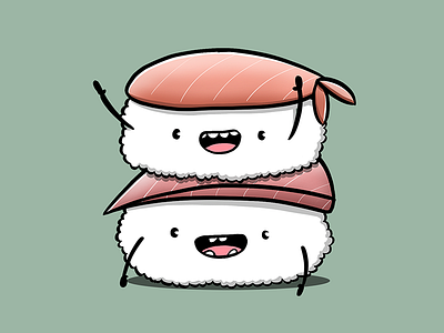 Sushi Bros character design cute doodle kawaii stacked sushi sushi art sushi drawing