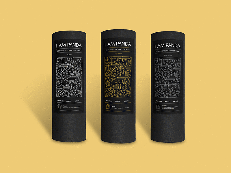 I AM PANDA clothing - package design branding colorful dark design geometric graphic design package typography