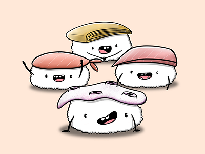 Sushi Family character design cute doodle kawaii sushi sushi art sushi drawing