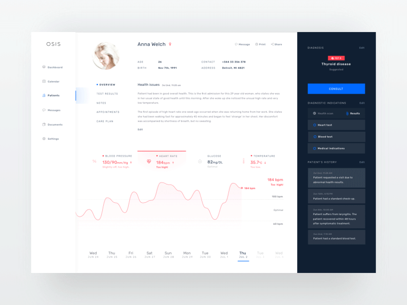 OSIS Healthcare - Doctor's Dashboard 10clouds blockchain blue dashboard doctor health healthcare interface patient ui uxui