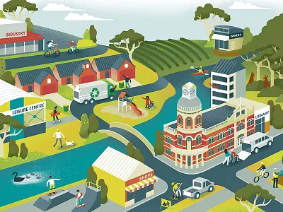 City of Swan Budget Newsletter Illustration illustration landscape illustration landscape. map map design vector illustration