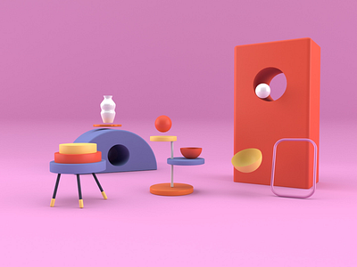 Shapes and Forms 3d cinema4d color illustration octane shapes