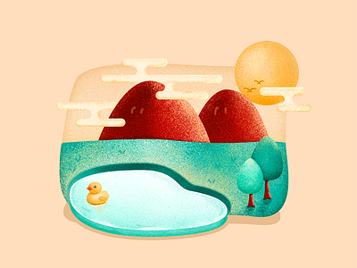 噪点插画 illustration lake noise scenery 噪点 插画