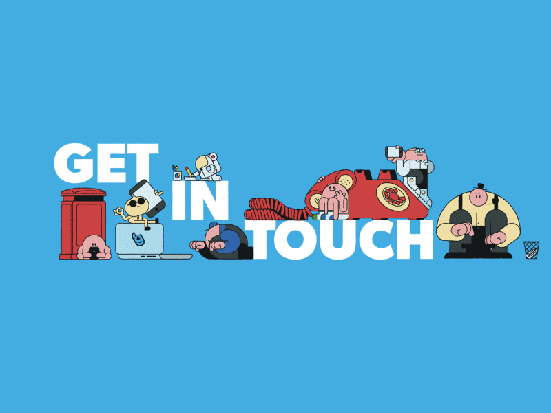 Get In Touch!! 2d after effects animation character contact design email message phone