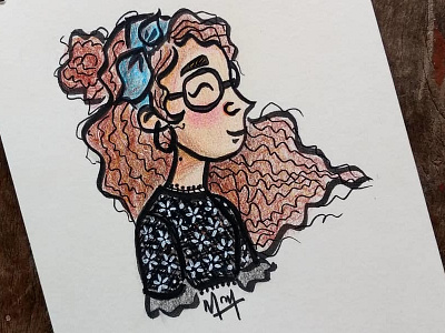 Bandana Girl Illustration brushpen character characterdesign color drawthisinyourstyle girl handdrawn illustration sketching womenwhodesign womenwhodraw