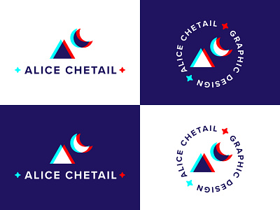 Personal identity round 2 3d logo moon personal identity retro stars triangle