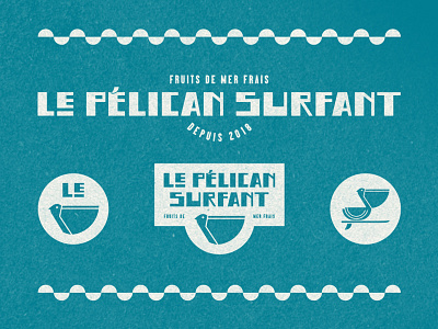 Le Pélican Surfant - Extended brand & Alternates brand mark branding foodtruck icon logo logotype surfing typography