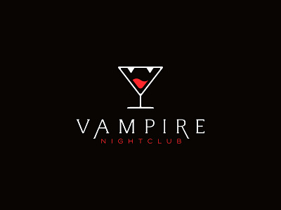 Vampire Nightclub bar blood club cocktail glass logo mark nightclub symbol teeth vampire