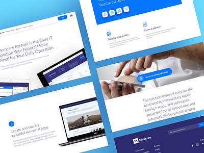 Memcare Website Redesign blue desktop flow product sections ui ux web wireframes