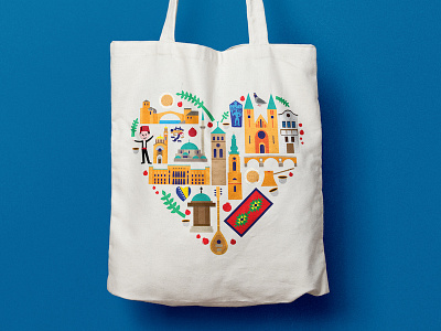 Bosnia and Herzegovina - Souvenir Bag bag bosnia illustration illustrator souvenirs