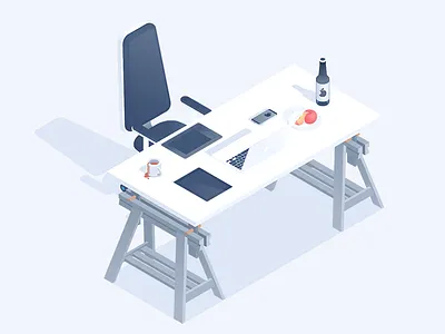 Work space 2d 3s apple chair coffee designer desk ikea illustration ipad isometric macbook