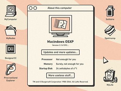 System Stuff apple desktop funny illustration macintosh retro screen system ui ux windows