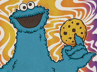 Psychedelic Cookie Monster 70s cookiemonster green hand lettering illustration pattern psychedelic retro sesame street typography vintage