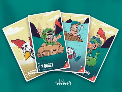 Golf Game Cards ball cards cartoon characters cool game golf green illustration player soldier sports