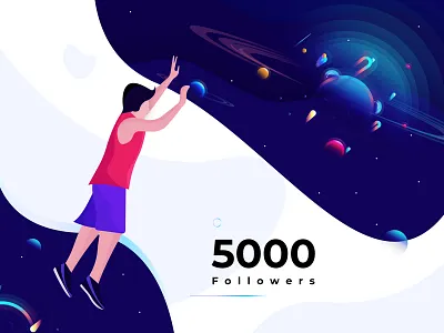 5K Followers 5000 5k color followers illustration planet space ui ux