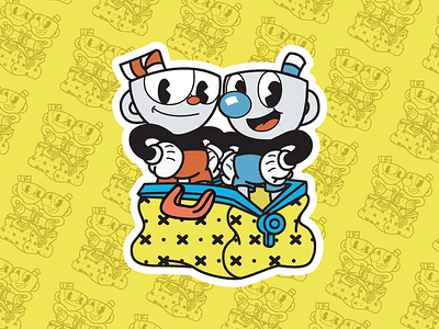 Cuphead & Mugman X Felix The Cat cartoon cuphead felix felix the cat illustration mashup mugman smash stickers video game