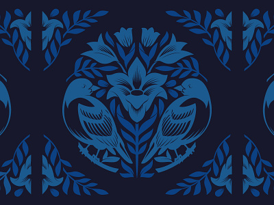 Tile Pattern birds decoration flowers illustration leaves pattern