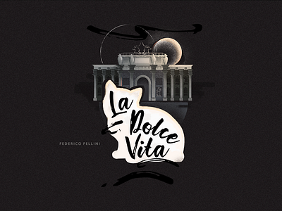 La Dolce Vita Alt Poster cat fellini kitten moon