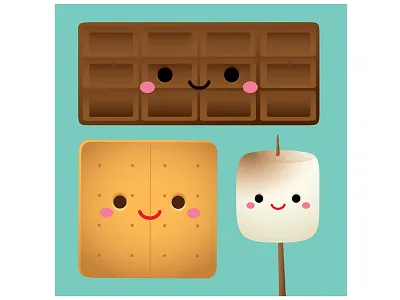 S'mores character design cute illustration jmaruyama kawaii smores sweets