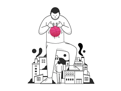 hello Dribbble avatar blackandwhite city graphic icon illustration logo minimal typogrphy vector