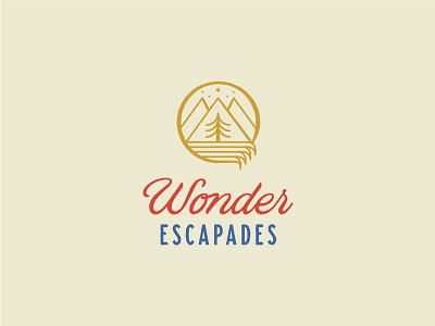 Wonder WIP camp hike logo mountains stars trees