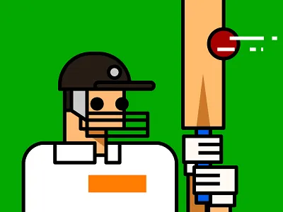 Cricket character flat games icon logo modern simple