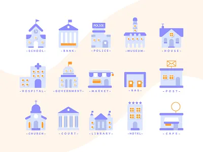 Government Icon buildings color government icon illustration line pastel