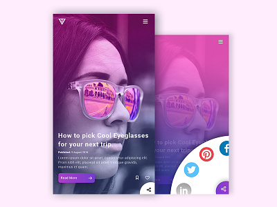 Blog Post and Social Share UI Design adobe app design graphic design illustrator photoshop ui ux