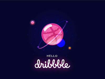 Hello, Dribbble! dribbble hello hello dribbble new pink planet space stars