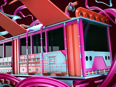 abstract3 3d abstract blue color fly illstration liens orange pharaoh purple render train