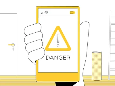 Danger! attention danger dangerous explainer hazard illustration jeopardy notification peril phone risk threat