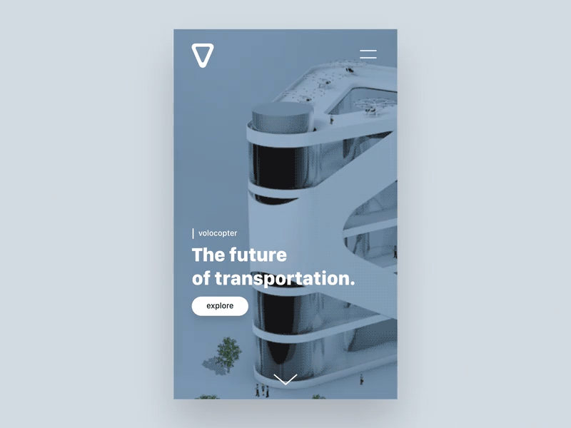 Volocopter - Website Exploration aftereffects app gif landingpage minimal modern motion phone ui ux