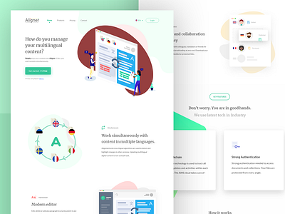 Aligner Landing Page Preview aligner communication design interface landing page language modern multilingual tool ui website