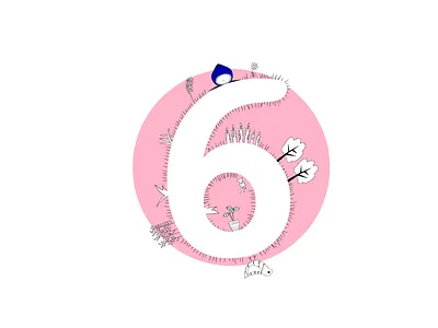 six negative space numbers six