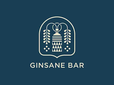 Ginsane african bottle branding flat gin graphic icon logo mark plant symbol vector