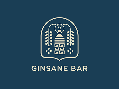 Ginsane african bottle branding flat gin graphic icon logo mark plant symbol vector