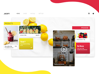 Online Fresh Drink Store cards contrast fruits grid store web