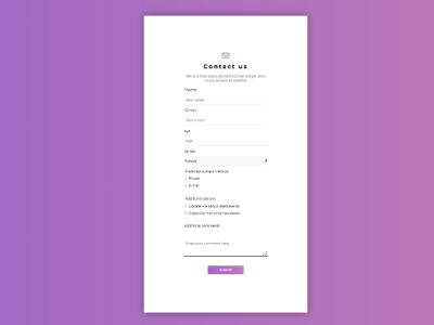 Contact Us Form design form ui web design