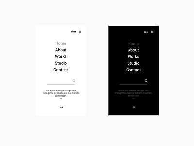 Mobile Menu UI Design black design elegant menu minimalist mobile open ui webdesign white