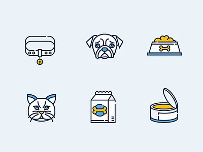 Petshop - Icon design animal cat color design dog face icon line pet shop