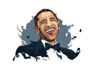 Vector Portrait barak obama cartoon girl vector graphic design illustration illustrator obama portrait portrait art smiling face vector