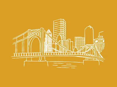 Sketchy Skyline bridge city gold pgh pittsburgh skyline yellow