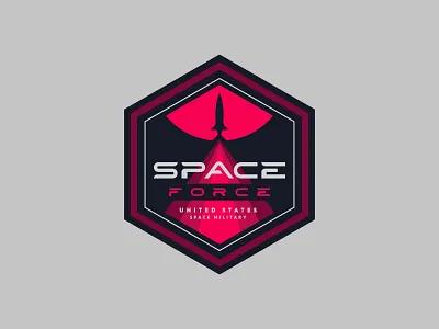 Space Force Badge Design astronaut badge geometric mars rocket seal space space force thick lines type typography usa