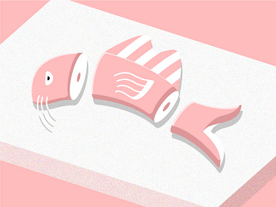 Catfish fish graphic design illustration pink sushi