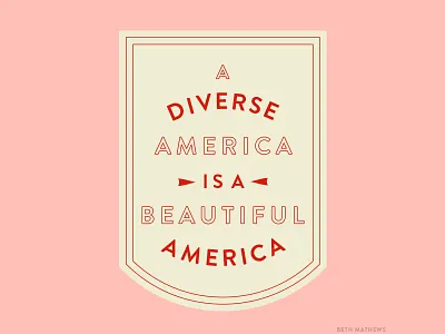 Say it loud, say it proud america american badge banner beth mathews camp dei diverse diversity justice march pennant pink red typography vintage